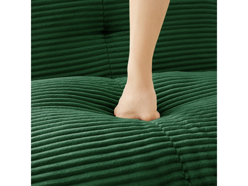  Canapé panoramique modulable 3 places velours côtelé vert – 297 x 177 x 69 cm Fay Lum - Conforama E