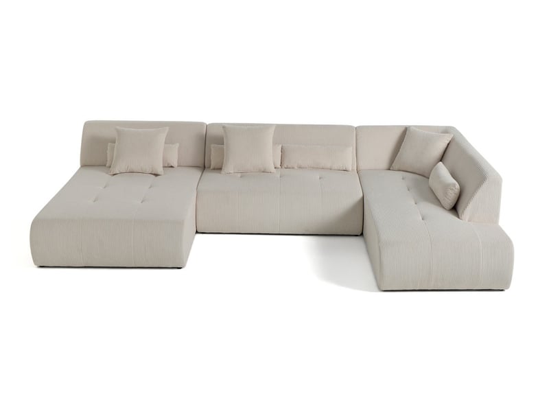  Onyx - canapé panoramique d'angle droit 7 places - en velours côtelé - lisa design - beige ONYX - Conforama A
