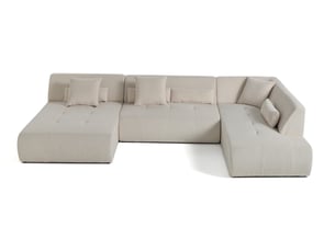 Canapé d'angle droit fixe BESTMOBILIER ONYX 7 places Velours Beige