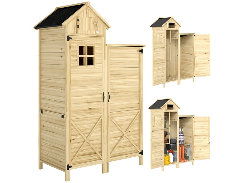  Armoire de jardin en bois avec toit en asphalte naturel 106 x 57 x 167 cm  - Conforama A