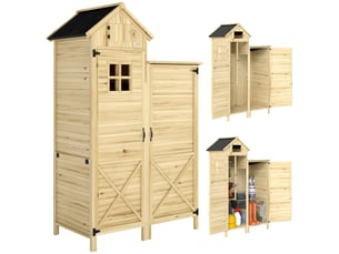 Armoire de jardin en bois avec toit en asphalte naturel 106 x 57 x 167 cm