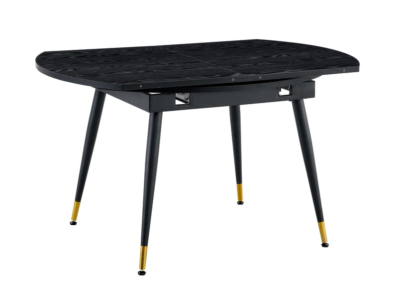  Table à manger extensible ronde à ovale,135x85x77cm,plateau mdf avec accents dorés, pieds métal , gain de place pour cuisine et salle à manger-noir evarich - Conforama C
