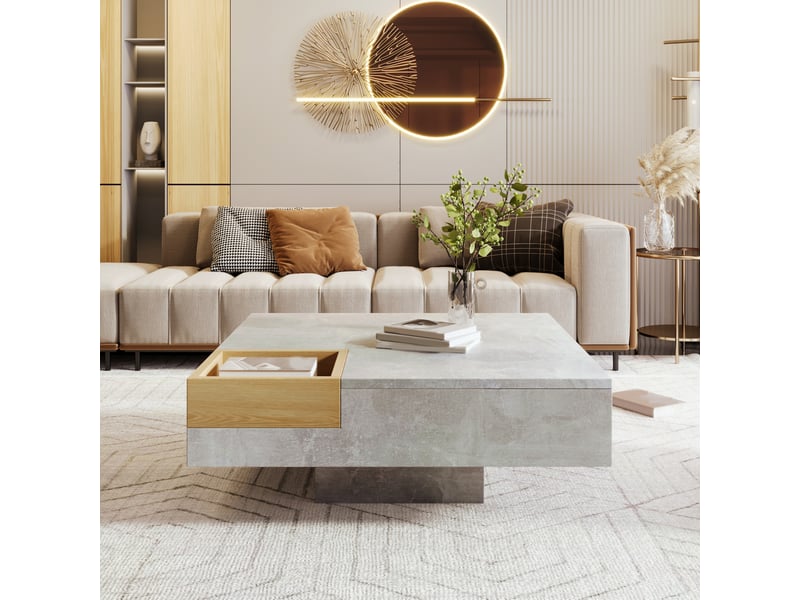  Table basse carrée avec boîte de rangement amovible, style moderne, pour salon, 72 × 72 × 30 cm  - Conforama B