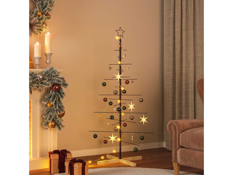  Sapin de noël - arbre de noël en métal avec base en bois noir 150 cm  - Conforama B