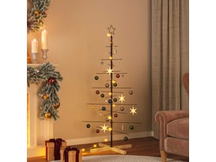 Sapin de noël - arbre de noël en métal avec base en bois noir 150 cm