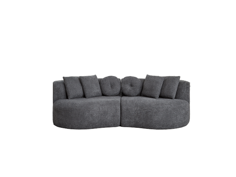  Canapé modulable, canapé de salon, en chenille, sans accoudoirs, pour salon et séjour, forme incurvée  - Conforama B