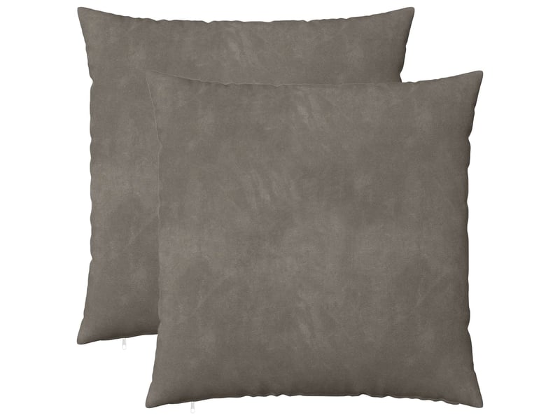 Lot de 2 coussins avec oreiller, coussins décoratifs heerlen gris clair velours cf50480 - Conforama A