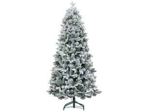 Sapin de noël artificiel 180 cm arbre de noël avec support en métal 1489 branches enneigées, pommes de pin, vert