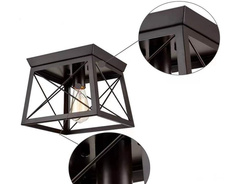  Plafonnier cage en métal noir – pour ampoule e27, max 60w  - Conforama B
