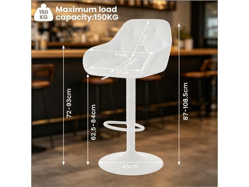 Tabourets de bar avec dossier – lot de 2, hauteur comptoir, confortables, pour bar, cuisine et salle à manger - Conforama C