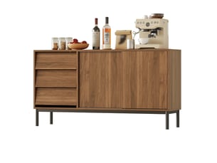 Buffet 2 porte(s)  3 tiroir(s) MODFU  - 150 cm coloris naturel 