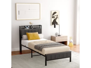 Lit simple 90x200 cm <strong>MODFU</strong>  <strong></strong> coloris noir