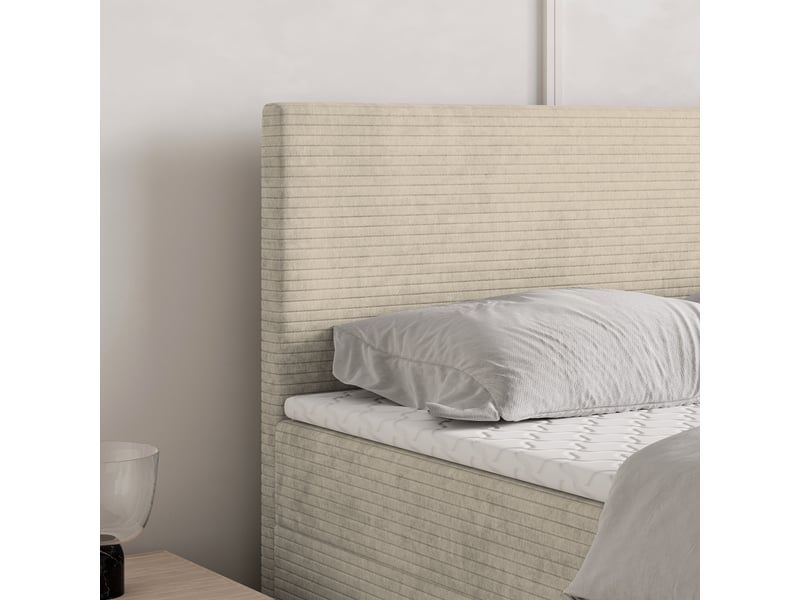 Boxspring nira 200x200 cm, lit complet avec matelas, beige - Conforama D