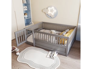 Lit coffre 140x200 cm <strong></strong>  <strong>205x145x60cm</strong> coloris gris
