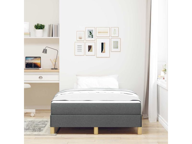 Lit double- lit adulte - lit à ressorts avec matelas gris foncé 120 x 190 cm tissu - Conforama B