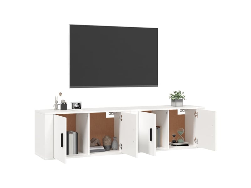  Lot de 2 meuble tv mural, meuble tv suspendu blanc 80x34,5x40 cm  - Conforama C