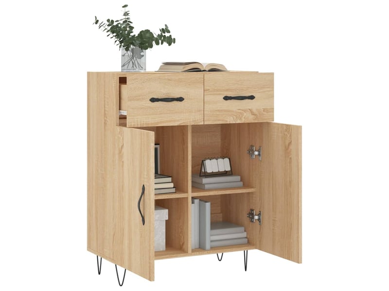  Buffet - bahut - meuble de rangement chêne sonoma 69,5x34x90 cm bois d'ingénierie  - Conforama D