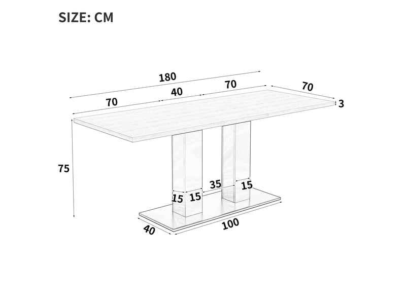 Table à manger extensible, blanc, 140180 × 70 cm, 6-8 personnes, plateau épais, style simple - Conforama C