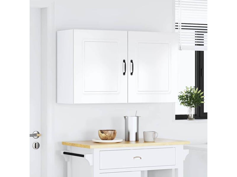  Meuble de rangement, armoires murales de cuisine kalmar bois d'ingénierie blanc brillant  - Conforama B