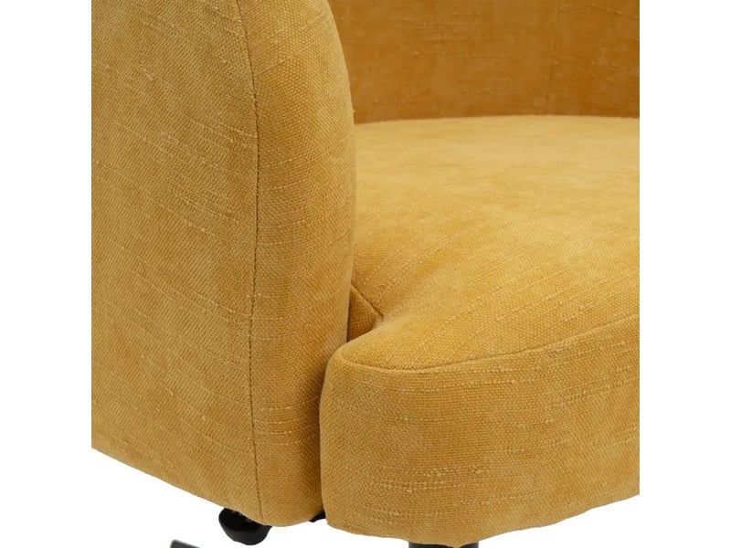  Chaise de bureau fauteuil pivotant réglable en tissu bouclé moutarde avec piètement en métal noir - longueur 67 x profondeur 63 x hauteur 66-76 cm  - Conforama E