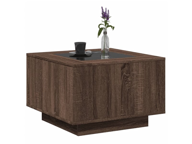Table basse - table de salon - table à thé avec led chêne marron 60x60x40 cm bois d'ingénierie - Conforama E