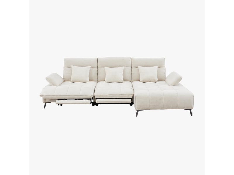  Canapé d'angle relax électrique en tissu matelassé beige - angle droit  - Conforama E
