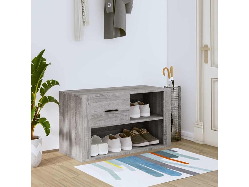  Meuble à chaussure, armoire à chaussures sonoma gris 80x35x45 cm bois d'ingénierie  - Conforama B