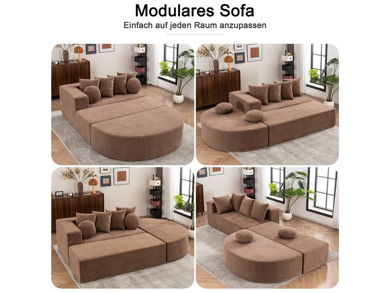 Canapé modulable, canapé de salon — sans montage, sans cadre, style cloud, en tissu chenille - Conforama R
