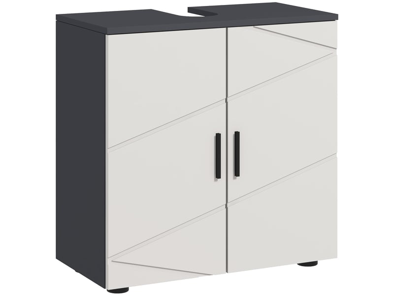  Meuble sous lavabo gris clair à deux portes, découpe en u, 60 x 30 x 60 cm  - Conforama A