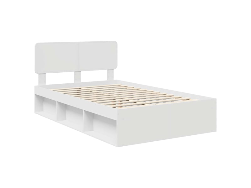 Lit double- lit adulte - cadre de lit avec tête de lit blanc 120 x 200 cm pin massif - Conforama C