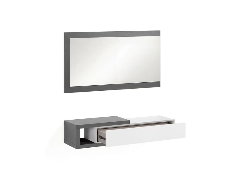  Armoire de couloir derek avec miroir gris grafito - blanco artik (blanco mate) 95 x 19 x 26 cm REC26A01GA - Conforama E