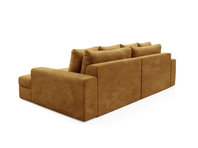  Canapé droit 4 places confort assise profonde en velours côtelé caldo jaune moutarde  - Conforama D