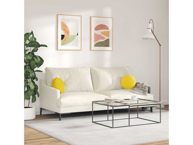  Lot de 2 coussins de siège, coussins décoratifs tissu jaune clair ø30 x 13 cm cf59838  - Conforama D