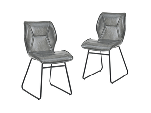 Chaises de salle à manger 2 pièces en simili cuir gris, structure métallique, rembourrées pour salon, bureau ou coin repas