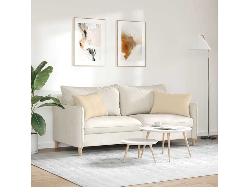Lot de 2 coussins de canapé, coussins décoratifs tissu crème 60 x 40 cm cf58818 - Conforama D