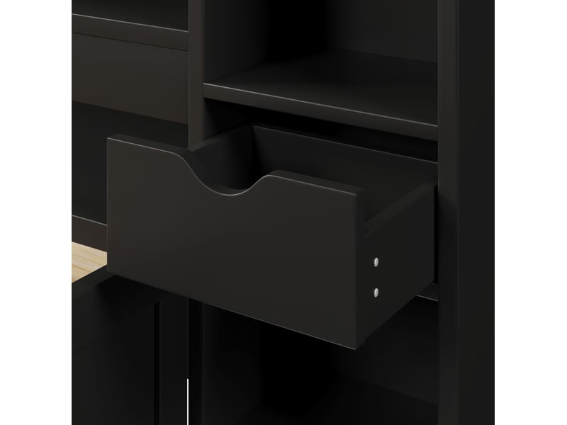  Lit adulte 140 × 200 cm 2 places avec 3 tiroirs, led 7 couleurs et usb, sans matelas, en mdf noir  - Conforama E