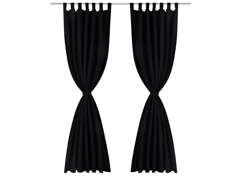  Lot de 2 rideaux à passant, rideaux de fenêtre micro satin noir 140 x 225 cm cf43424  - Conforama A