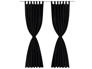 Lot de 2 rideaux à passant, rideaux de fenêtre micro satin noir 140 x 225 cm cf43424