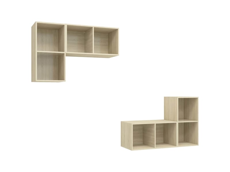  Lot de 4 meuble tv mural, meuble tv suspendu chêne sonoma bois d'ingénierie shl75664  - Conforama A