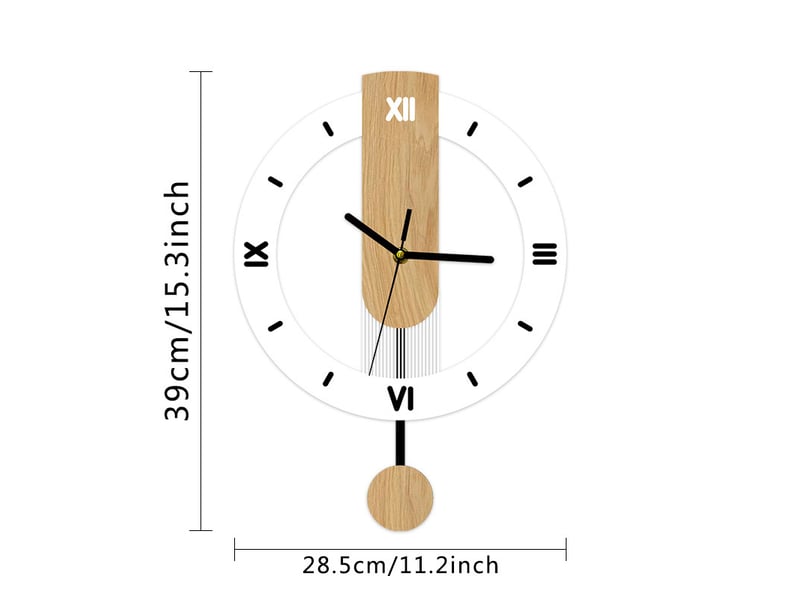  Horloge murale à balancier – horloge murale artistique – mouvement à quartz – horloge murale créative – blanc, 12 pouces  - Conforama B