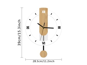 Horloge murale à balancier – horloge murale artistique – mouvement à quartz – horloge murale créative – blanc, 12 pouces