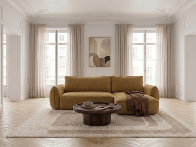  Bobochic canapé d'angle convertible réversible esmee tissu chenille jaune  réversible ESMEE - Conforama C