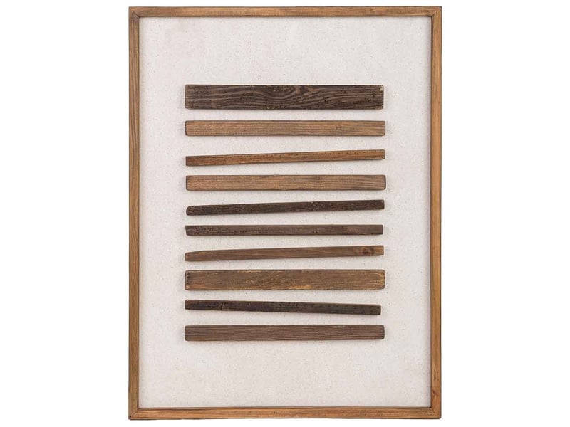 Tableau artisanal en bois recyclé relief beige et marron 62x4x82 cm h - Conforama B