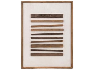 Tableau artisanal en bois recyclé relief beige et marron 62x4x82 cm h