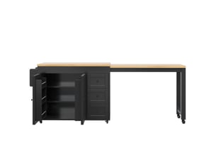 Îlot de cuisine extensible avec rangements et roulettes noir 116-179.5 cm