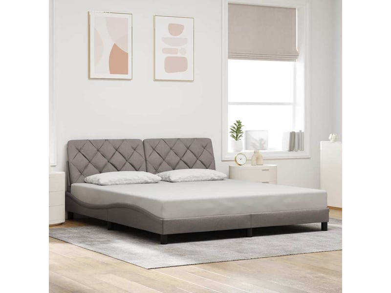  Lit double- lit adulte -  cadre de lit avec led sans matelas taupe 200x200 cm tissu  - Conforama C