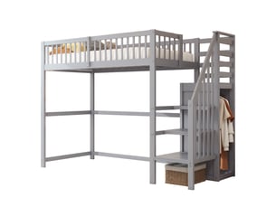 Lit mezzanine 90x200 cm <strong></strong> <strong>Qualité haut de gamme</strong> coloris gris