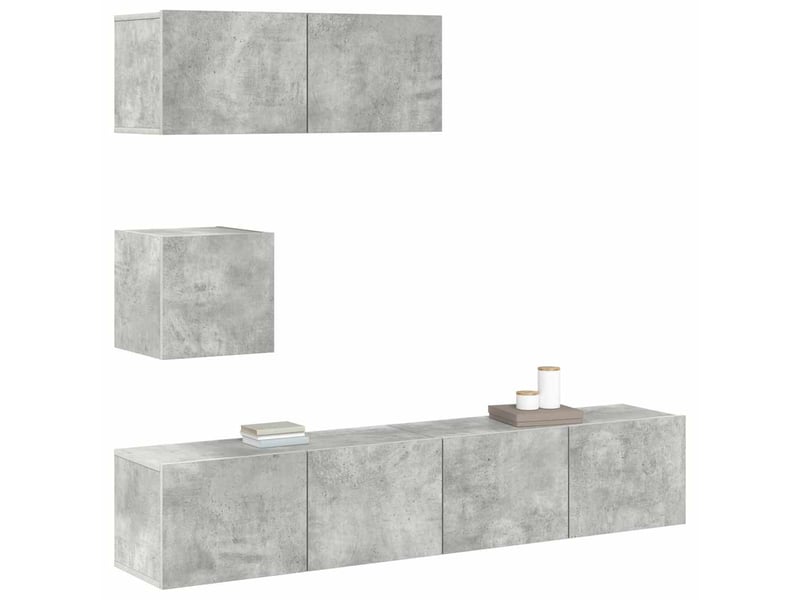  Ensemble de meubles tv 4 pcs gris béton bois d'ingénierie shl69517  - Conforama D