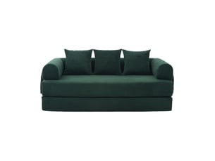 Canapé droit compressé convertible OKWISH 3 places Velours côtelé vert émeraude