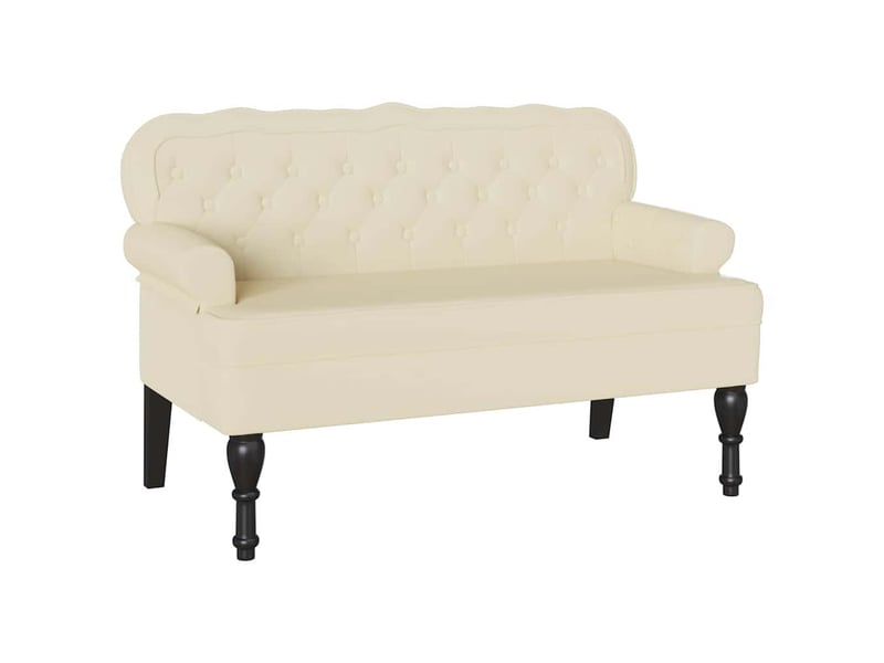  Banc chesterfield, canapé 2 places crème 119,5x64,5x75 cm cuir synthétique  - Conforama A